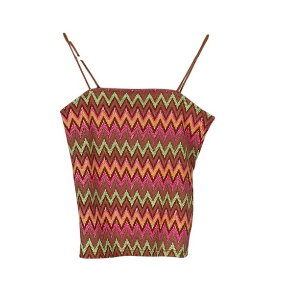 Rue21 Tops - NWT Rue21 Crop Tank Top Multicolor Chevron Print Psychedelic Y2K Retro Boho